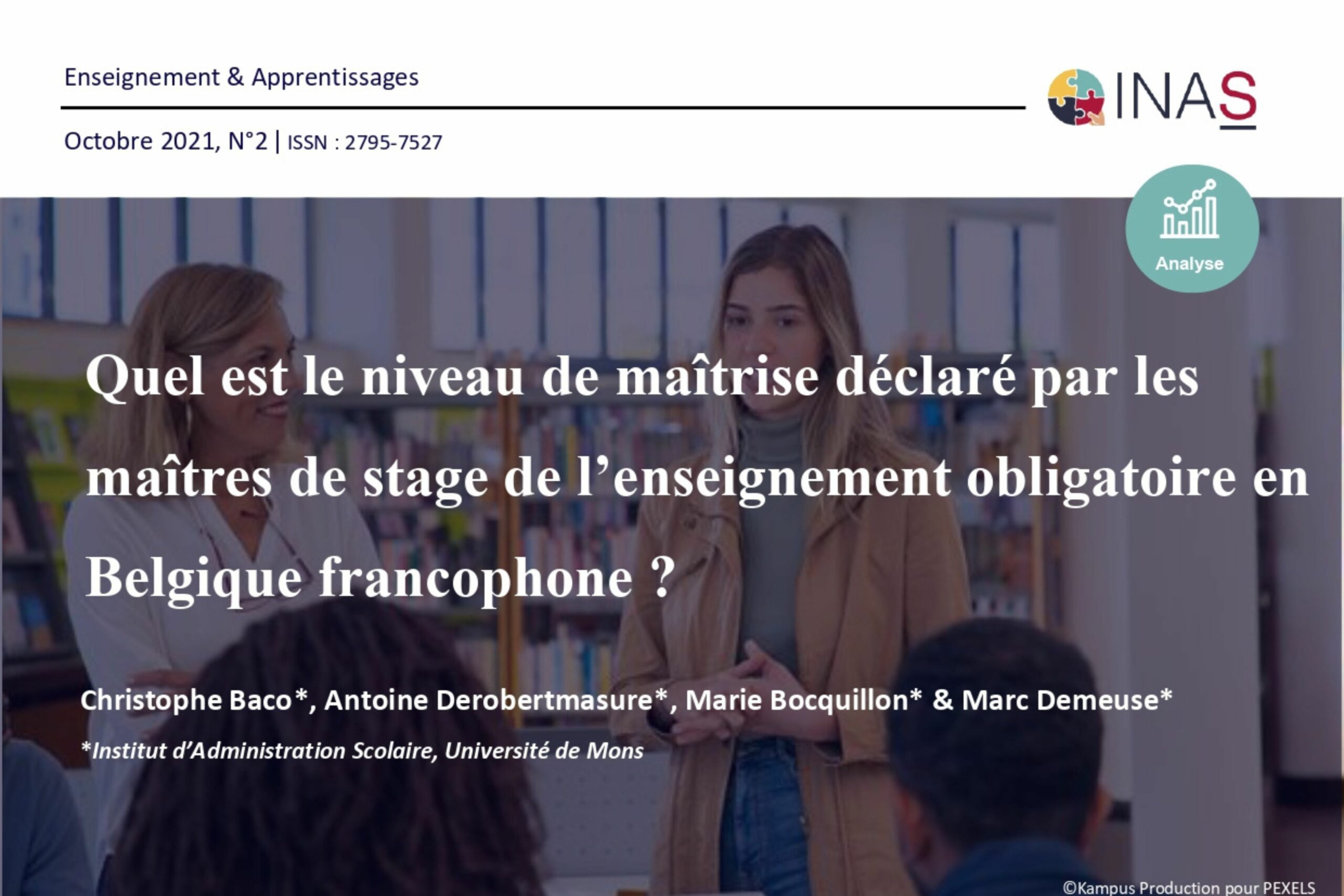 Nouvelle publication : « Quel est le niveau de maîtrise déclaré par les maîtres de stage de l’enseignement obligatoire en Belgique francophone ? »